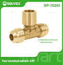 Conector Tipo T 3/8" Flare De Latón. Tee Terminal De 3 Vías Para Gas Y Plomería.