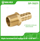 Niple Terminal Con Espiga 3/8" x 3/8" NPT De Latón. Conector Para Manguera De Gas Y Plomería.