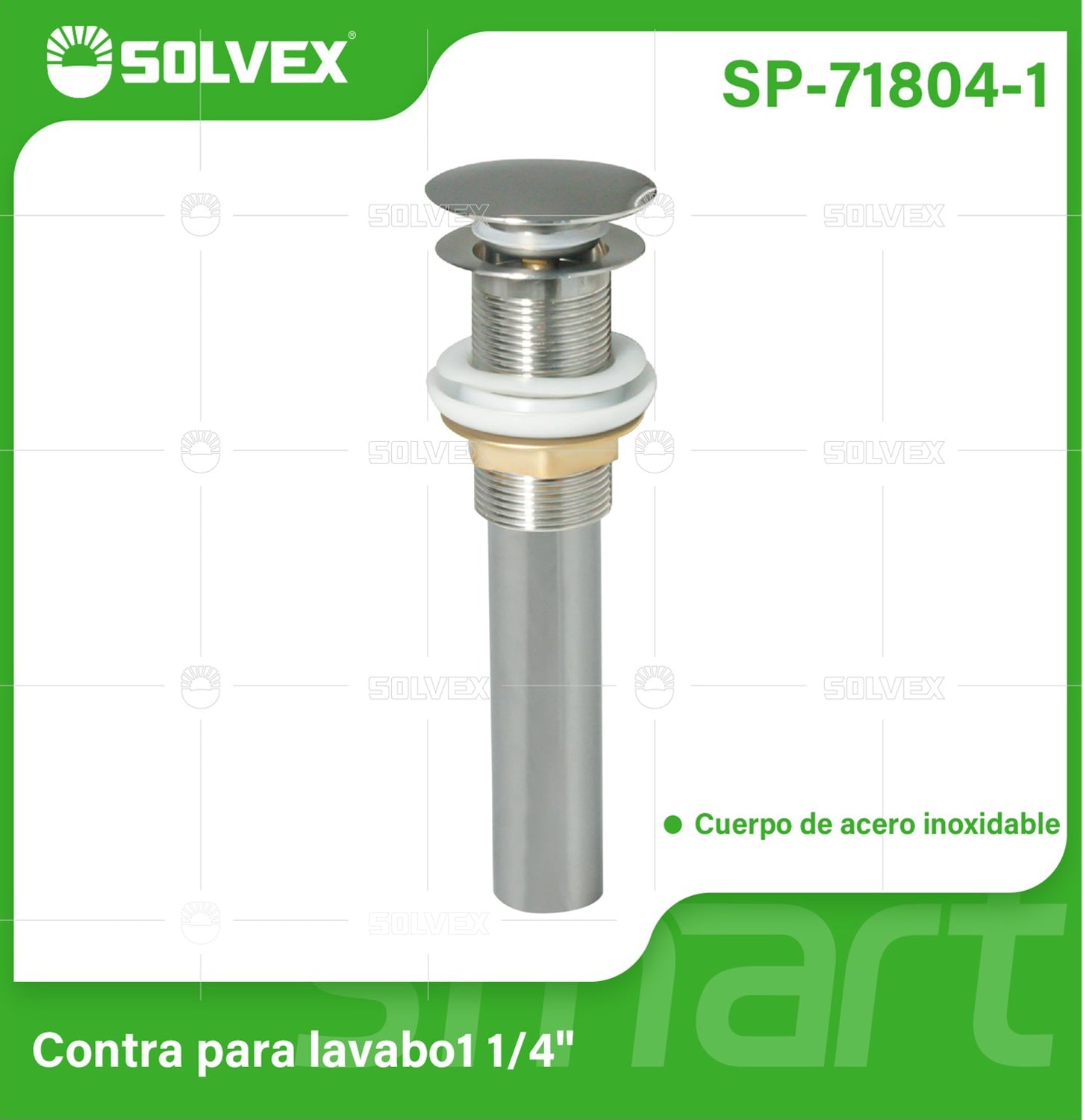 Desagüe Para Lavamanos 1 1/4" Con Tubo Acero Inoxidable. Drenaje para fregador con acabado satinado.