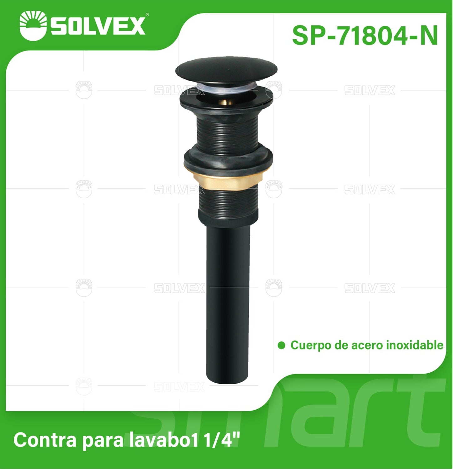 Desagüe Para Lavamanos 1 1/4" Con Tubo Acero Inoxidable. Drenaje para fregador en color negro.