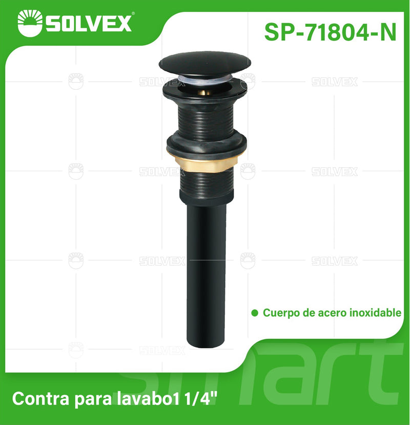 Desagüe Para Lavamanos 1 1/4" Con Tubo Acero Inoxidable. Drenaje para fregador en color negro.