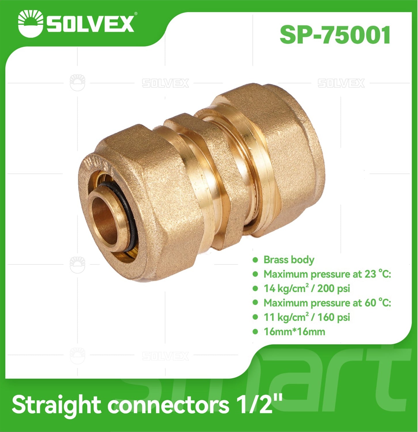 Conector De Compresión Recto 1/2" En Latón. Unión Directa 16mm Para Tuberías De Agua Y Gas.