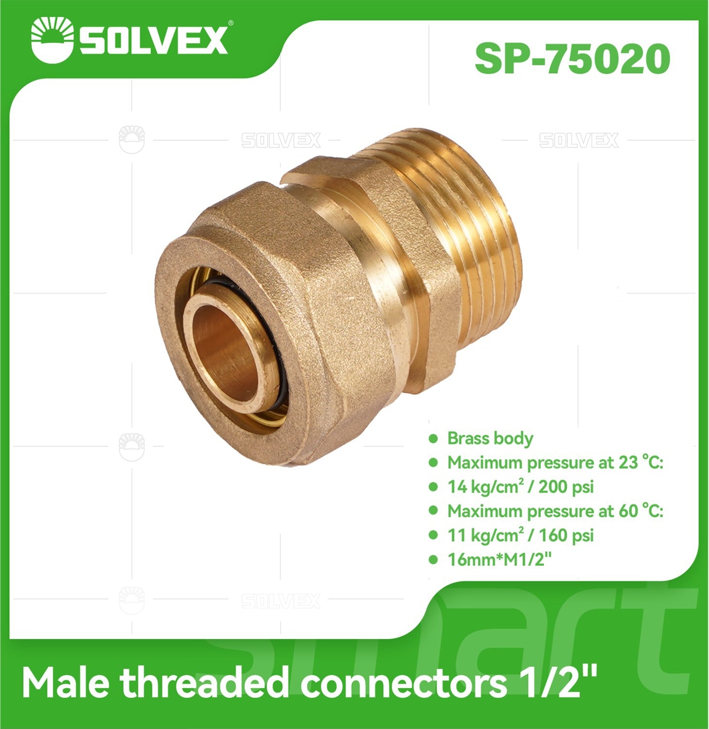 Conector De Compresión Roscado Macho 1/2" (16 mm x M1/2") En Latón. Unión Para Agua y Gas.