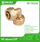 Codo De Compresión 90° 1/2" (16 mm x 16 mm) En Latón. Conector Para Agua y Gas.