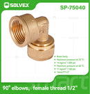 Codo De Compresión 90° 1/2" En Latón. Rosca Hembra (16 mm x H1/2") Conector Para Agua Y Gas.