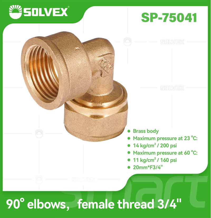 Codo De Compresión 90° 3/4" En Latón. Rosca Hembra (20 mm x H3/4") Conector Para Agua Y Gas.