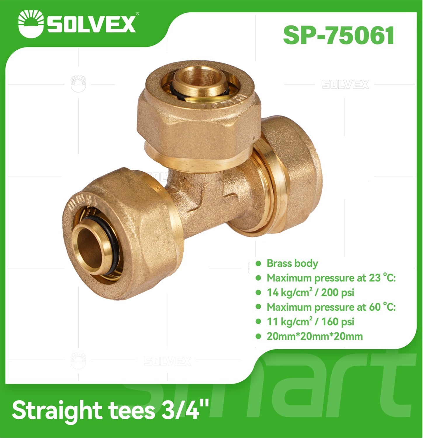 Tee De Compresión Recta 3/4" (20 mm x 20 mm x 20 mm) En Latón. Unión de 3 vías Para Agua Y Gas.