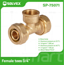 Tee De Compresión Hembra 3/4" (20 mm x 20 mm x H3/4") En Latón. Conector De 3 Vías Para Agua Y Gas.