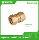 Conector De Compresión Recto 1/2" (20 mm) En Latón. Unión Directa Para Agua Y Gas.
