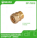 Conector De Compresión Roscado Macho 3/4" NPT x 1/2" (20 mm) En Latón. Unión Para Agua y Gas.