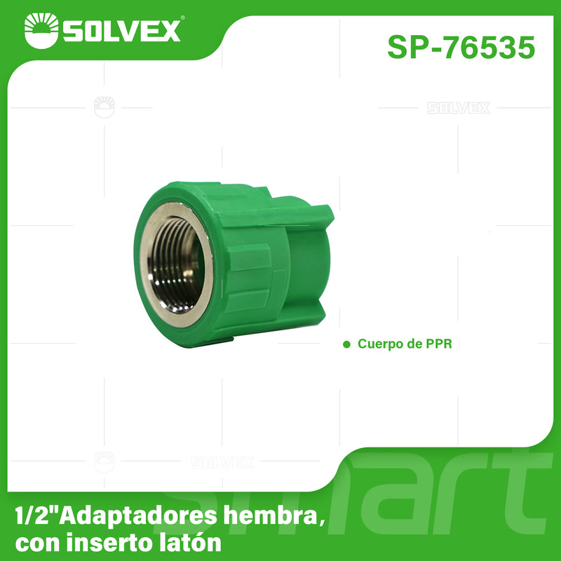 Adaptador PPR 1/2" Hembra. Unión Conector Termofusión para Agua.