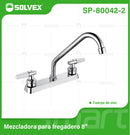 Grifo para fregador 8". Llave Pluma mezcladora fría/caliente con tubo inox 400 mm y acabado cromado brillante.