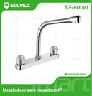 Llave para fregador de Cocina 8" Latón Cromado. Grifo de Giro Completo con Pluma Alta y Asas Acrílicas.
