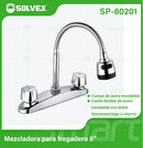 Llave para fregador de Cocina 8" Acero Inoxidable Cromado Flexible. Grifo con Pluma de Doble Función y Asas Plásticas.