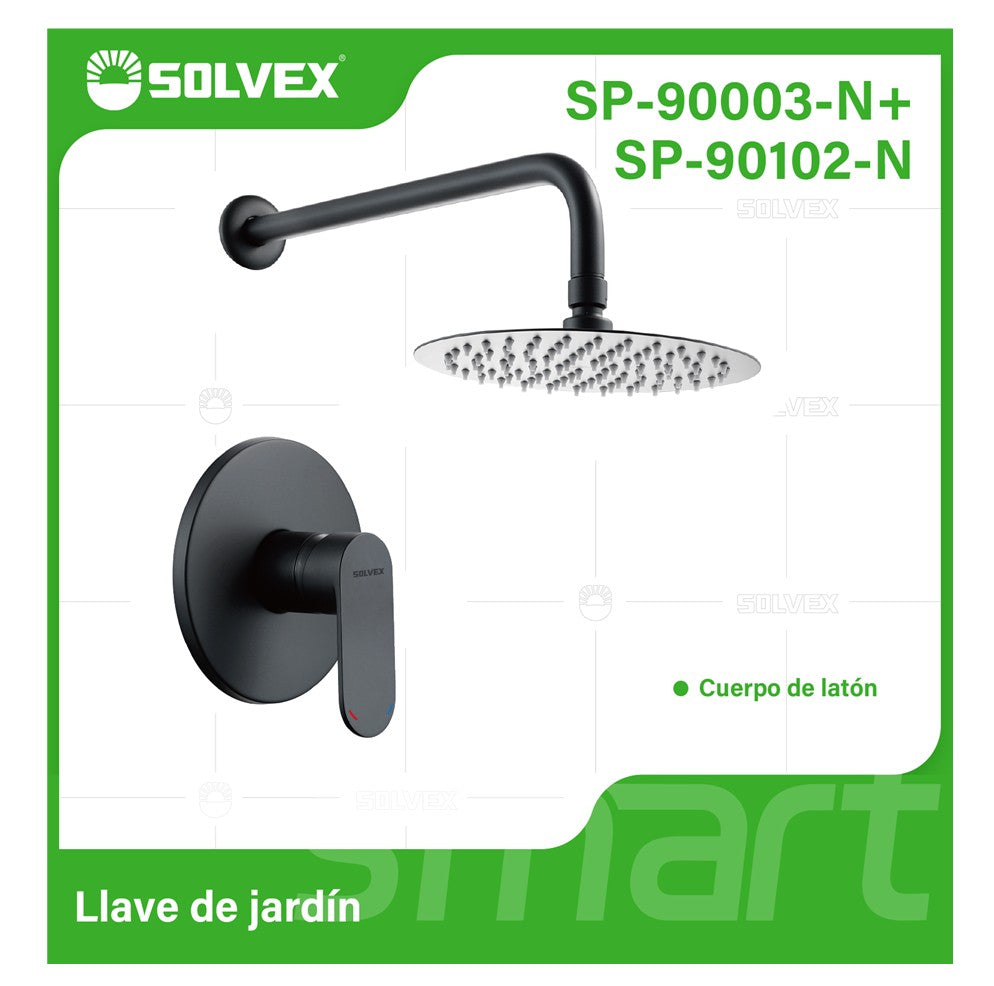 Ducha Para Empotrar. Juego De Mezcladora Monomando Con Regadera Redonda De 8”. Brazo A Pared De 40 cm. Acabado satinado.