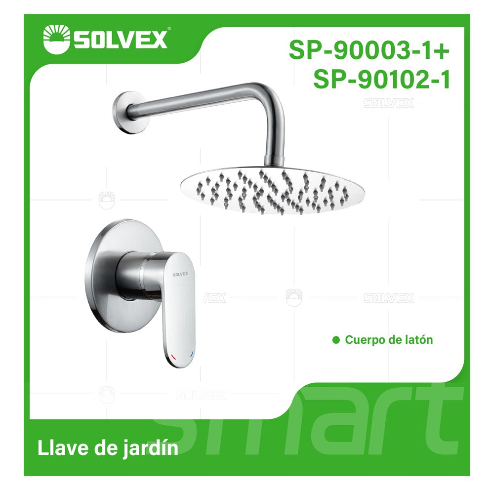 Ducha Para Empotrar. Juego De Mezcladora Monomando Con Regadera Redonda De 8”. Brazo A Pared De 40 cm. Color Cromado.