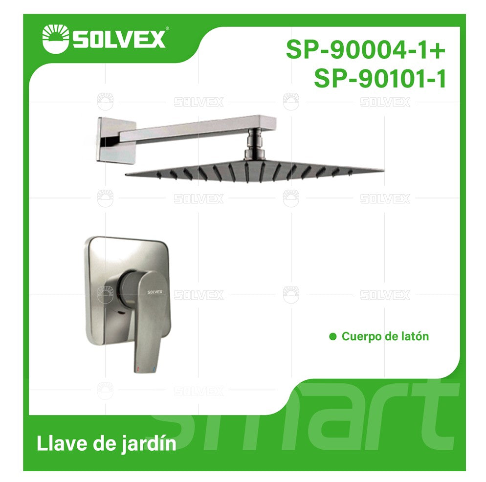 Ducha Empotrable con Mezcladora Monomando Cuadrada y Regadera de 8” Tipo Lluvia. Diseño Moderno en Acabado Cromado.