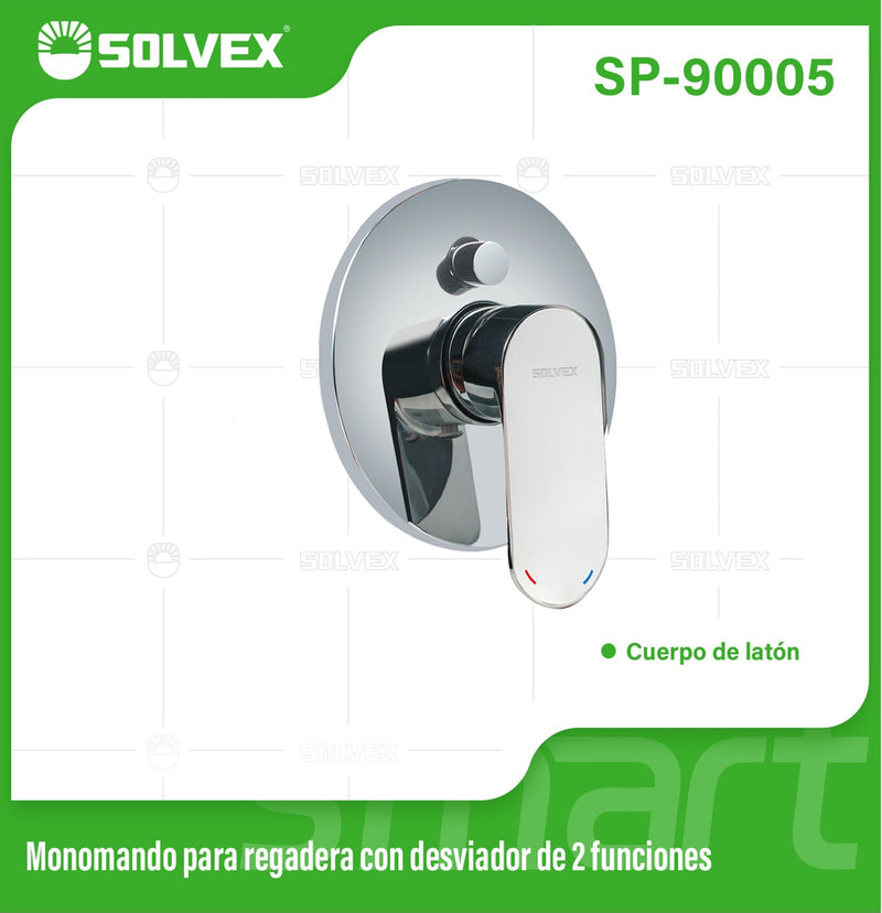 Llave De Palanca Maneral Para Ducha. Mezcladora Monomando Con Desviador Para Empotrar En Regadera. Color Cromado.