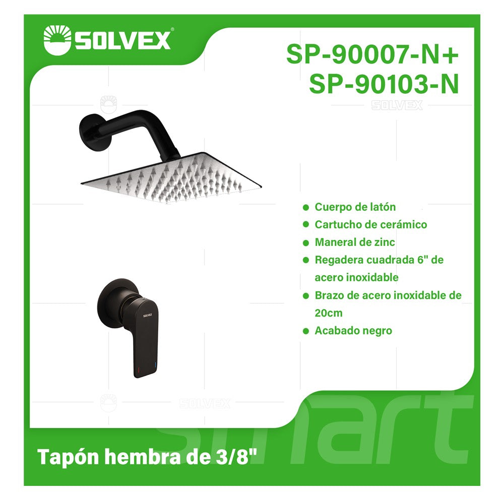 Ducha Empotrable con Mezcladora Monomando Ovalada y Regadera de 6” Tipo Lluvia. Diseño Moderno con Acabado satinado.