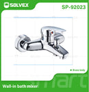 Grifo Monomando de Pared para Bañera y Ducha. Llave Mezcladora Cromada con Desviador de 2 Funciones. Diseño Moderno en Latón.