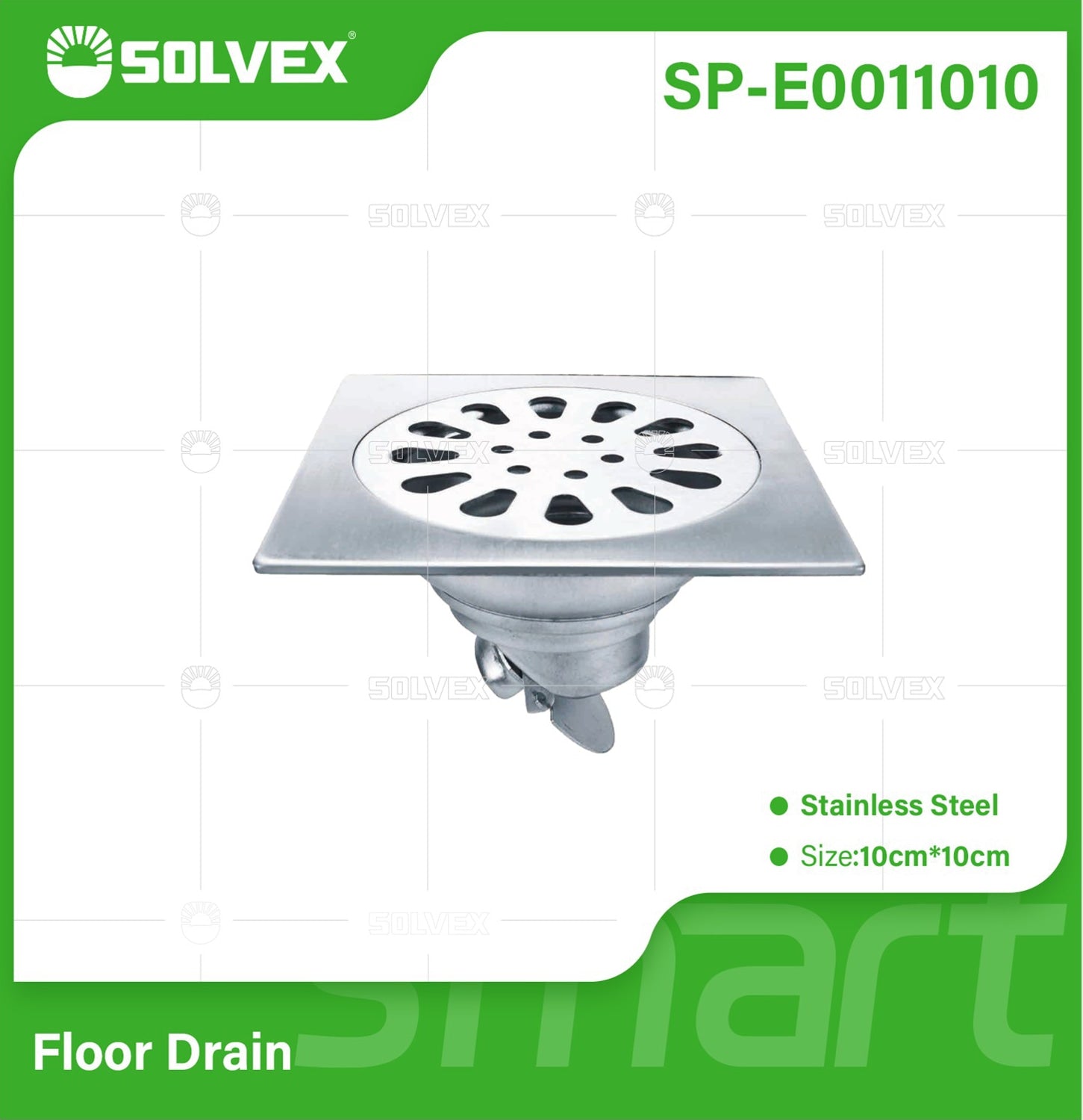 Drenaje Cuadrado 4" Para Ducha. Desagüe De Piso En Acero Inoxidable. Rejilla Satinada 10x10 cm.