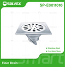 Drenaje Cuadrado 4" Para Ducha. Desagüe De Piso En Acero Inoxidable. Rejilla Satinada 10x10 cm.