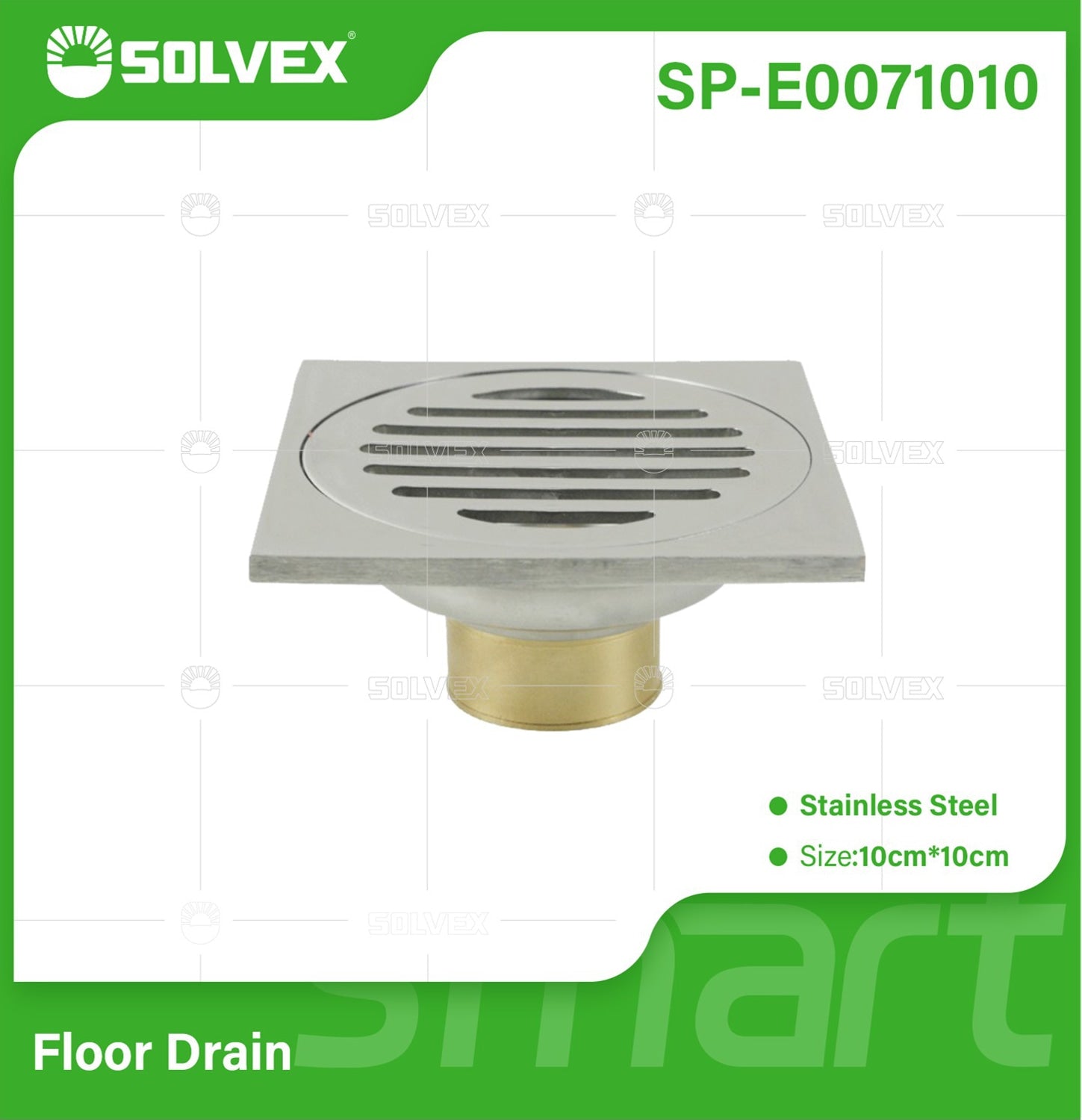 Drenaje Cuadrado 4" Para Ducha. Desagüe De Piso En Acero Inoxidable. Acabado Satinado 10x10 cm.