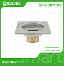 Drenaje Cuadrado 4" Para Ducha. Desagüe De Piso En Acero Inoxidable. Acabado Satinado 10x10 cm.