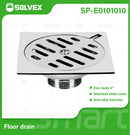 Drenaje De Piso Cuadrado 4". Desagüe Cromado Brillante con Función Antiolor.