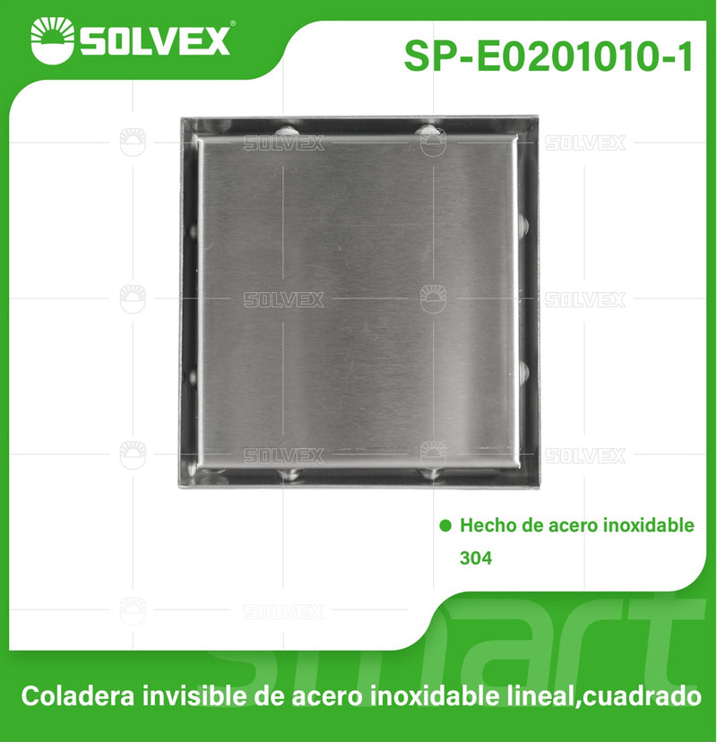 Drenaje Cuadrado 4" Para Ducha. Desagüe De Piso De Acero Inoxidable 10x10 cm. Acabado satinado.