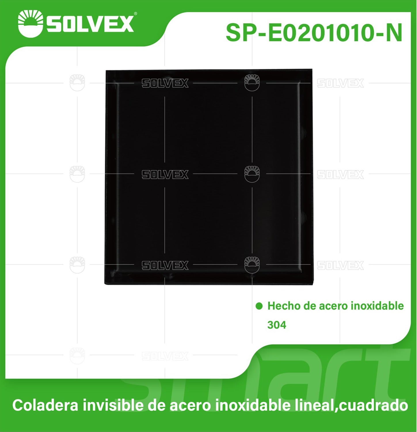 Drenaje Cuadrado 4" Para Ducha. Desagüe De Piso De Acero Inoxidable 10x10 cm. Color negro.