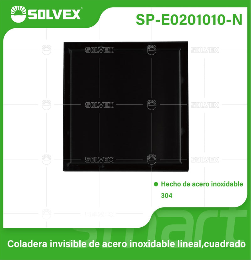 Drenaje Cuadrado 4" Para Ducha. Desagüe De Piso De Acero Inoxidable 10x10 cm. Color negro.