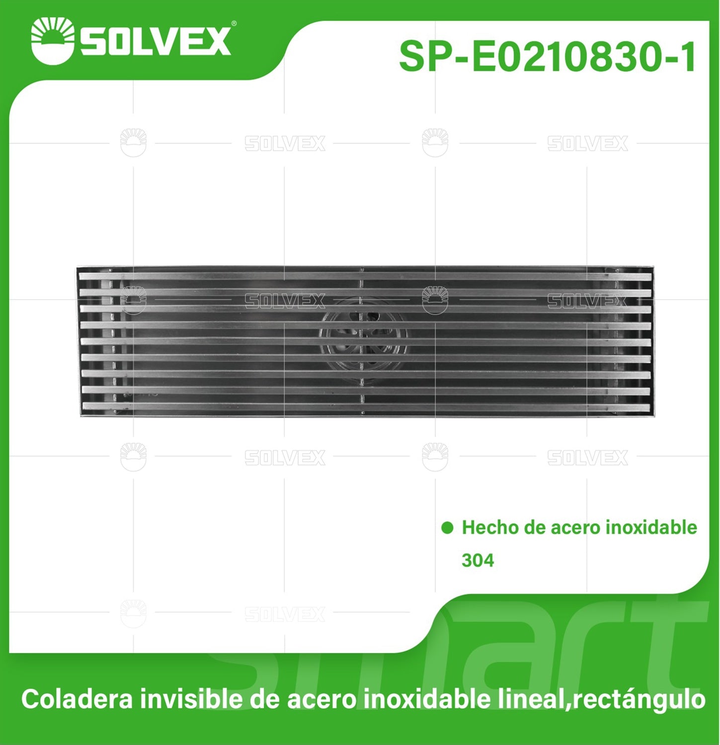 Drenaje Rectangular 8x30 cm Para Ducha. Desagüe Lineal De Piso En Acero Inoxidable. Acabado satinado.