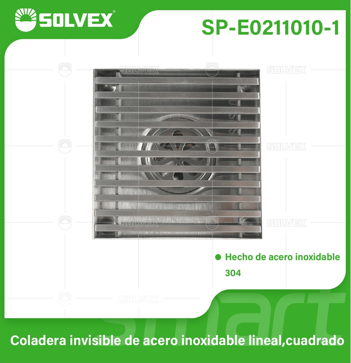 Drenaje Cuadrado 4" Para Ducha. Desagüe De Piso En Acero Inoxidable 10x10cm. Acabado satinado.