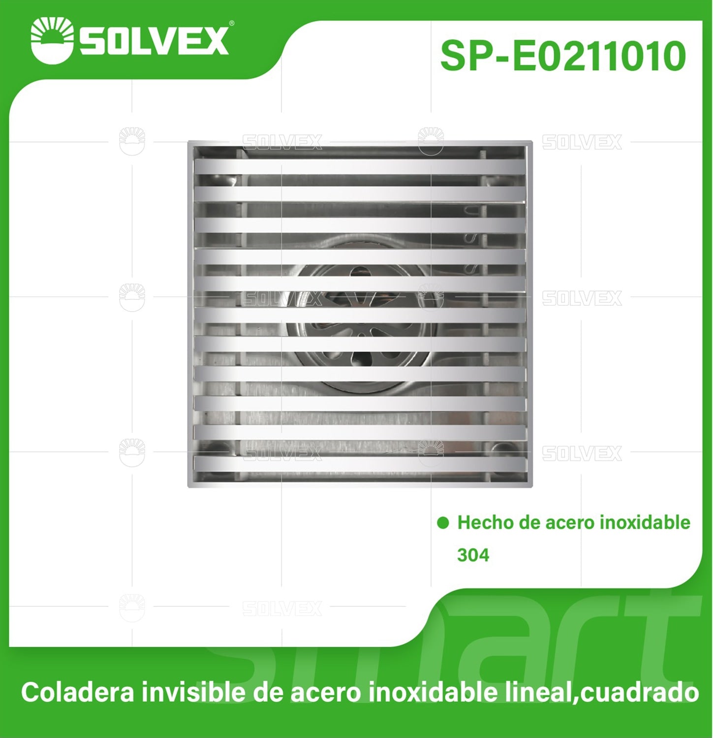 Drenaje Cuadrado 4" Para Ducha. Desagüe De Piso En Acero Inoxidable Cromado Brillante 10x10cm.