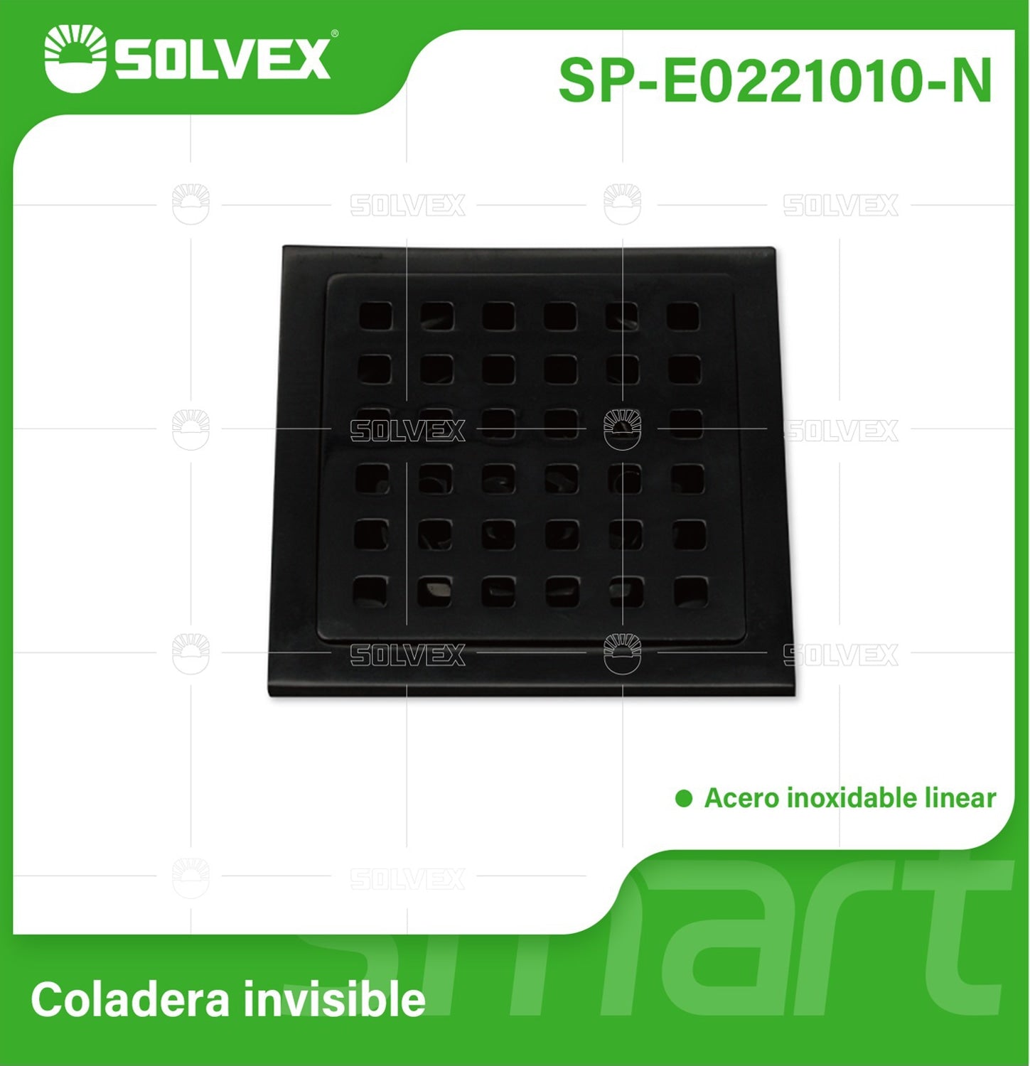 Drenaje Cuadrado 4" Para Ducha. Desagüe De Piso En Acero Inoxidable 10x10 cm. Color negro.