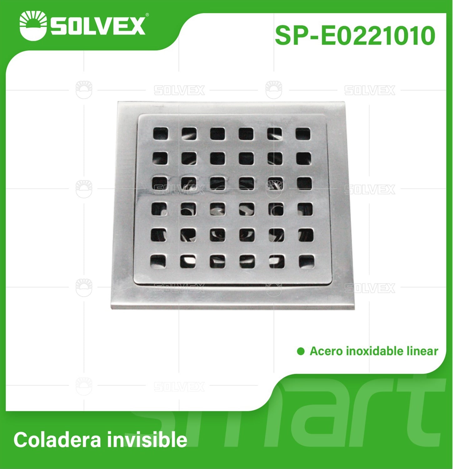 Drenaje Cuadrado 4" Para Ducha. Desagüe De Piso En Acero Inoxidable Cromado Brillante 10x10 cm.