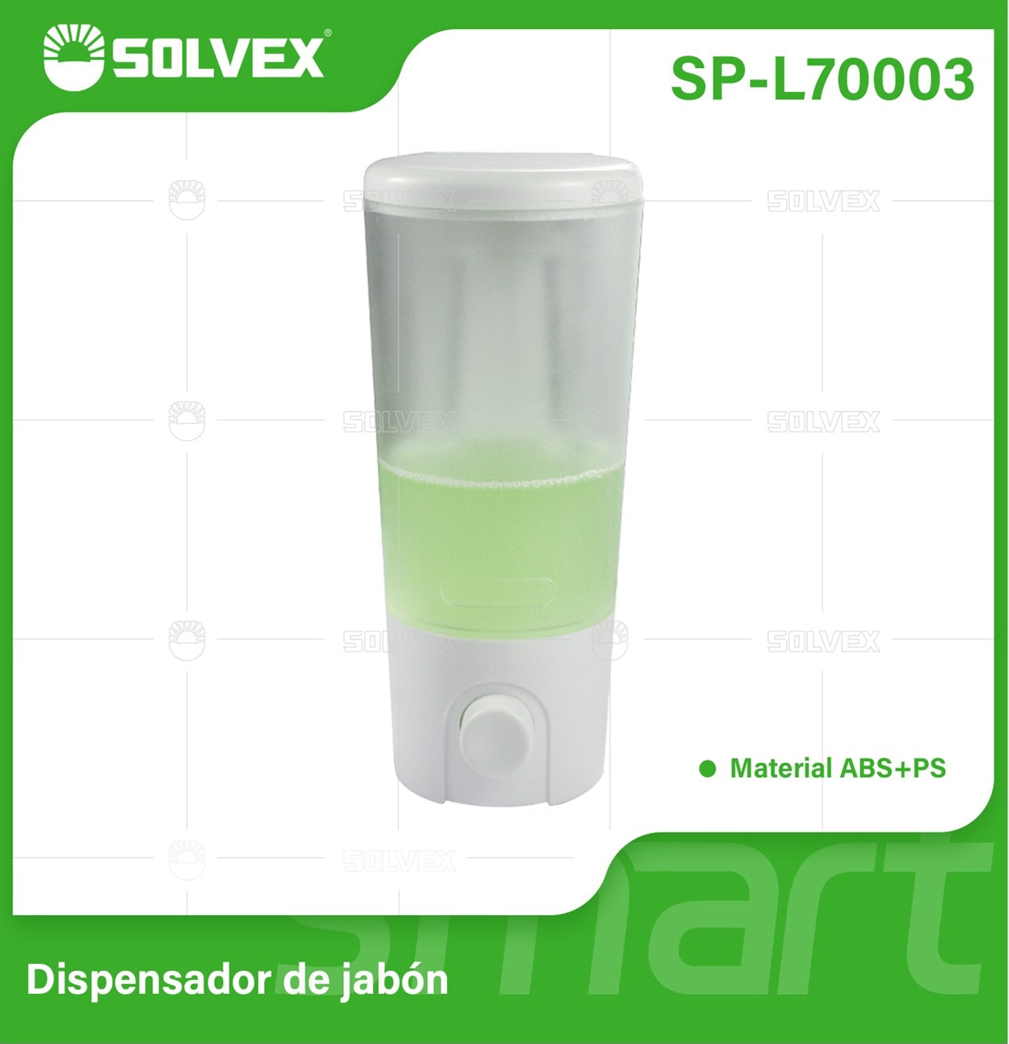 Dispensador de Jabón Líquido 380ml. Color blanco. Montaje de Pared Resistente para Baño y Cocina.