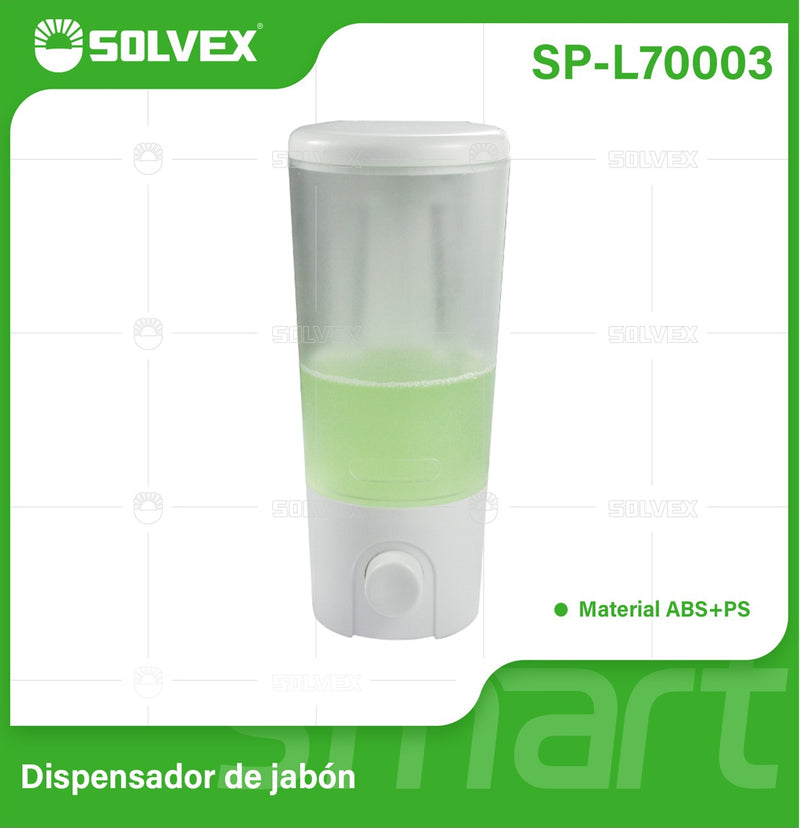 Dispensador de Jabón Líquido 380ml. Color blanco. Montaje de Pared Resistente para Baño y Cocina.