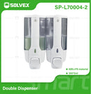 Dispensador de Jabón líquido Doble Blanco 2x350ml para Baño y Cocina. Plástico ABS. Ideal para Shampoo.