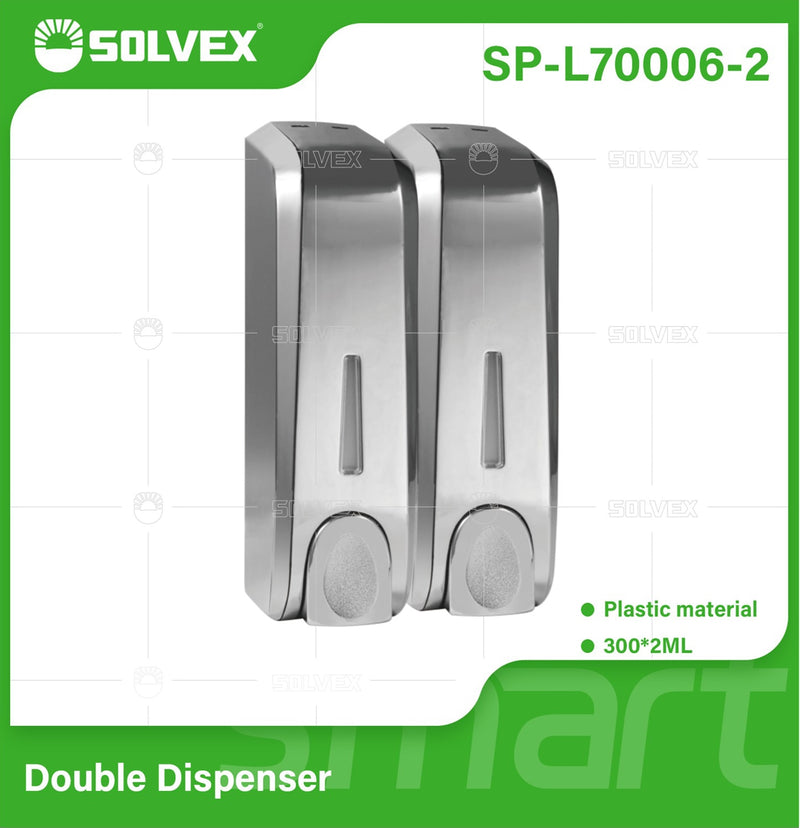 Dispensador de Jabón líquido Doble 2x300ml para Pared. Recargable para Baño y Cocina.