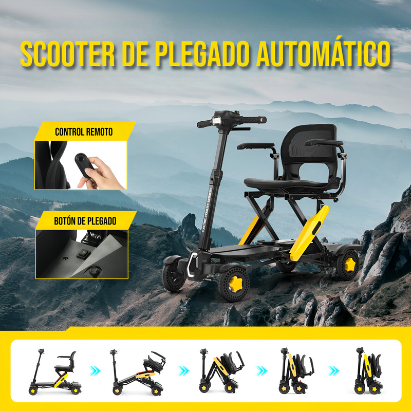 Scooter Discapacitados Silla de ruedas eléctrica de plegado automatico 30kg. Bateria litio 23 km de autonomía