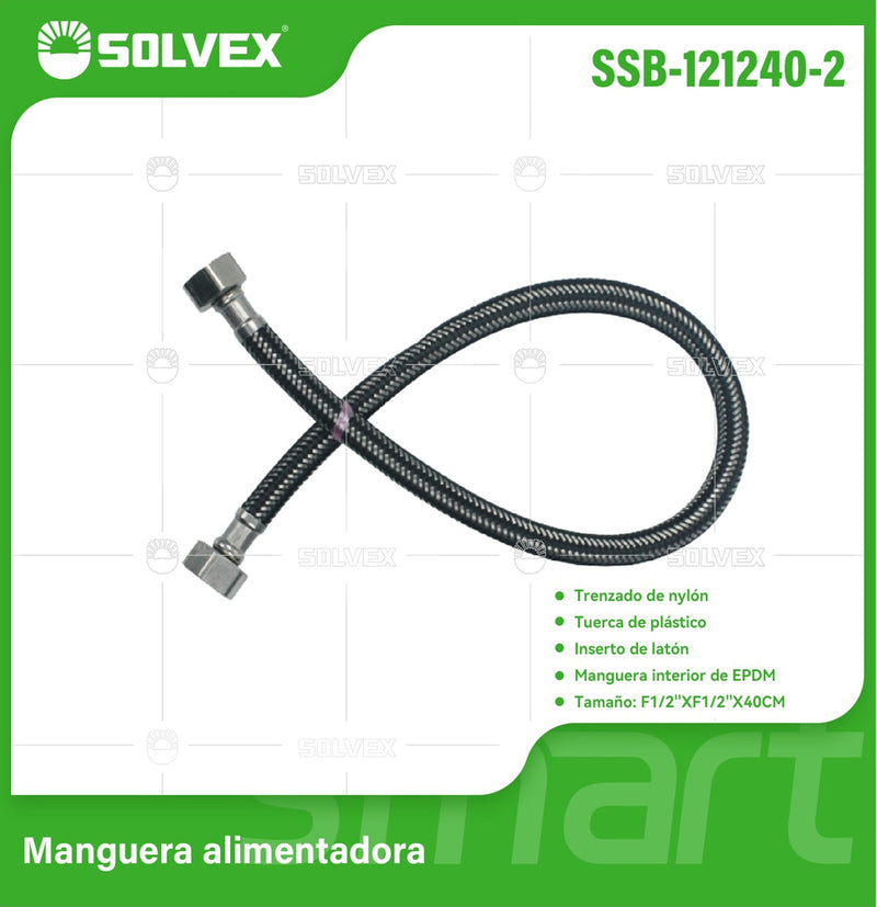 Tubo De Abasto Manguera Flexible 40Cm. Acero Inoxidable Trenzado Con Tuercas Metálicas H1/2'' x H1/2''.