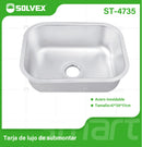 fregador de Cocina Submontar 47x35x17cm. Acero Inoxidable. Superficie Cepillada.