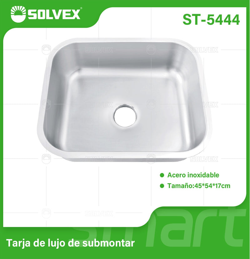 fregador de Cocina Submontar 45x54x17cm. Acero Inoxidable. Superficie Cepillada.