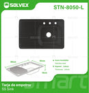 "
fregador de Cocina Empotrable 80x50x15cm con Tina Izquierda. Acero Inoxidable. Color Negro. "