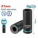 Dado Socket de impacto profundo 1/2" – 21mm. Material Cr-Mo. Largo: 78mm (Unidad)