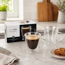 Tazas de Vidrio Doble Pared para Capuchino y Café 10.4 Oz  (307ml). Coffee Mugs Transparentes con Asa para Té y Bebidas (Set de 2)