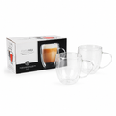 Tazas de Vidrio Doble Pared para Capuchino y Café 16Oz  (470ml). Coffee Mugs Transparente con Asa para Té y Bebidas (Set de 2)