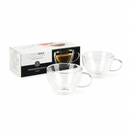 Tazas de Vidrio Doble Pared para Capuchino y Café  8Oz  (330ml). Coffee Mugs Transparente con Asa para Té y Bebidas (Set de 2)